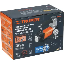 Compresora de Aire 12V Portatil para Auto con Maletin Truper 19999 Truper-Compresora de Aire 12V Portatil para Auto con Maletin 