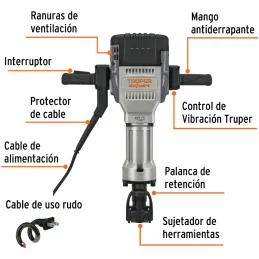 Martillos Demoledores 2000W HEX 1-1/8” 62J CVT Expert Truper 102467 Truper-Martillos Demoledores 2000W HEX 1-1/8” 62J CVT Expert