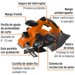 Cepillo Electrico 3-1/4 850W con GuiaGraduada Truper 102464 Truper-Cepillo Electrico 3-1/4 850W con GuiaGraduada Truper 102464 M