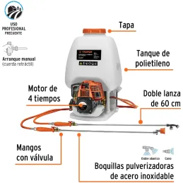 Fumigador de Mochila 25L Motor Gasolina 4T Profesional Truper 101569 Truper-Fumigador de Mochila 25L Motor Gasolina 4T Profesion