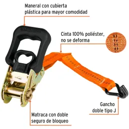 Juego de sujetadores c/matraca 1000kg 4Piezas GanchoJ, Truper 101741 Truper-Juego de sujetadores c/matraca 1000kg 4Piezas Gancho