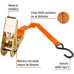 Juego de sujetadores c/matraca 400kg 2Piezas GanchoS, Truper 101739 Truper-Juego de sujetadores c/matraca 400kg 2Piezas GanchoS,