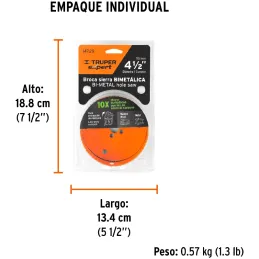 Sierras de Copa Bimetalicas 4-1/2" 115x50mm MAND-7/16, Truper 14729 Truper-Sierras de Copa Bimetalicas 4-1/2" 115x50mm MAND-7/16