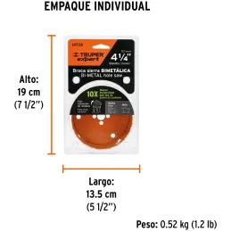 Sierras de Copa Bimetalicas 4-1/4" 110x50mm MAND-7/16, Truper 14728 Truper-Sierras de Copa Bimetalicas 4-1/4" 110x50mm MAND-7/16