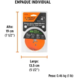 Sierras de Copa Bimetalicas 4" 100x50mm MAND-7/16, Truper 14718 Truper-Sierras de Copa Bimetalicas 4" 100x50mm MAND-7/16, Truper