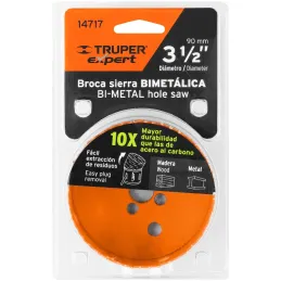 Sierras de Copa Bimetalicas 3-1/2" 90x50mm MAND-7/16, Truper 14717 Truper-Sierras de Copa Bimetalicas 3-1/2" 90x50mm MAND-7/16, 