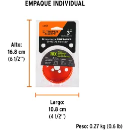 Sierras de Copa Bimetalicas 3" 75x50mm MAND-7/16, Truper 13101 Truper-Sierras de Copa Bimetalicas 3" 75x50mm MAND-7/16, Truper 1
