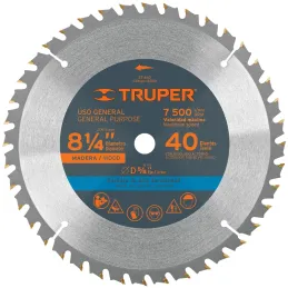 Discos Sierras 8-1/4" 40Dientes C5/8" para madera, Truper 18303 Truper-Discos Sierras 8-1/4" 40Dientes C5/8" para madera, Truper