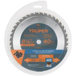 Discos Sierras 8-1/4" 40Dientes C5/8" para madera, Truper 18303 Truper-Discos Sierras 8-1/4" 40Dientes C5/8" para madera, Truper