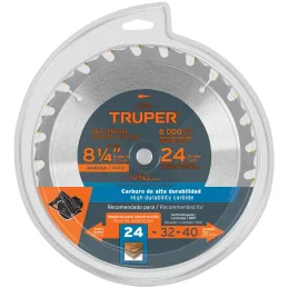 Discos Sierras 8-1/4" 24Dientes C5/8" para madera, Truper 18302 Truper-Discos Sierras 8-1/4" 24Dientes C5/8" para madera, Truper
