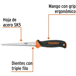 Serrucho para plafon y muros de yeso 6" 15cm DDP8, Truper 18174 Truper-Serrucho para plafon y muros de yeso 6" 15cm DDP8, Truper