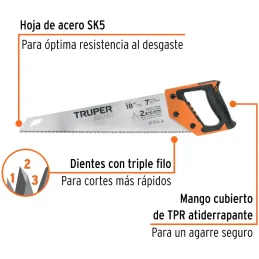 Serrucho Rapid 18" 45cm DDP7 TripleFilo, Mango Comfort grip, Truper 101868 Truper-Serrucho Rapid 18" 45cm DDP7 TripleFilo, Mango