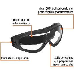 Goggles de seguridad ligeros mica transparente, Truper 19952 Truper-Goggles de seguridad ligeros mica transparente, Truper 19952
