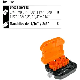 Juegos de Sierras Copas bimetalicas 13 piezas, Truper 15411 Truper-Juegos de Sierras Copas bimetalicas 13 piezas, Truper 15411 B