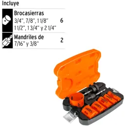 Juegos de Sierras Copas bimetalicas 8 piezas, Truper 15405 Truper-Juegos de Sierras Copas bimetalicas 8 piezas, Truper 15405 Bro