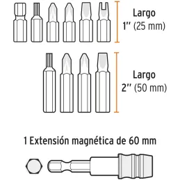 Juegos de 58 puntas mixtas, L1", Truper 11889 Truper-Juegos de 58 puntas mixtas, L1", Truper 11889 Fabricadas en acero S2, 2X má