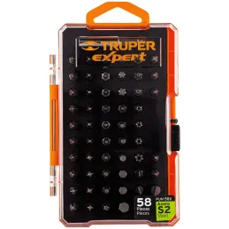 Juegos de 58 puntas mixtas, L1", Truper 11889 Truper-Juegos de 58 puntas mixtas, L1", Truper 11889 Fabricadas en acero S2, 2X má