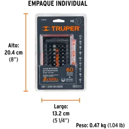 Juegos de 61 puntas mixtas, L1", Truper 10758 Truper-Juegos de 61 puntas mixtas, L1", Truper 10758 Fabricadas en acero al cromo 