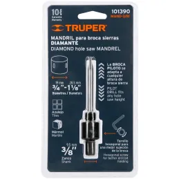 Mandril Zanco 3/8 Guia Broca Sierra Copa Diamante ConRosca Truper MAND-3/8I 101390 Truper-Mandril Zanco 3/8 Guia Broca Sierra Co