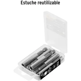 Extension magnetica 1/4" x60mm, estuche con 5 piezas, Truper 11867 Truper-Extension magnetica 1/4" x60mm, estuche con 5 piezas, 