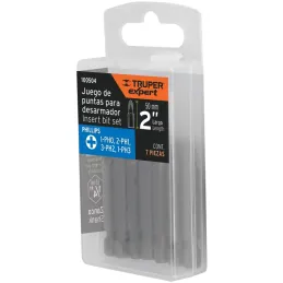 Juego de puntas Phillips combinadas PH0-PH3 x50mm 7 piezas, Truper 100504 Truper-Juego de puntas Phillips combinadas PH0-PH3 x50