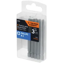 Puntas Phillips #2 x75mm PH2 estuches con 5 piezas, Truper 12153 Truper-Puntas Phillips #2 x75mm PH2 estuches con 5 piezas, Trup