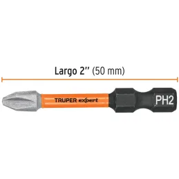 Juego de 5 puntas de impacto Phillips #2 x2” PH2, Truper 100820 Truper-Juego de 5 puntas de impacto Phillips #2 x2” PH2, Truper 