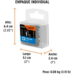 Puntas Phillips #1 x25mm, PH1 estuches con 15 piezas, Truper 100192 Truper-Puntas Phillips #1 x25mm, PH1 estuches con 15 piezas,