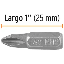 Puntas Phillips #2 x25mm PH2 estuches con 15 piezas, Truper 100193 Truper-Puntas Phillips #2 x25mm PH2 estuches con 15 piezas, T