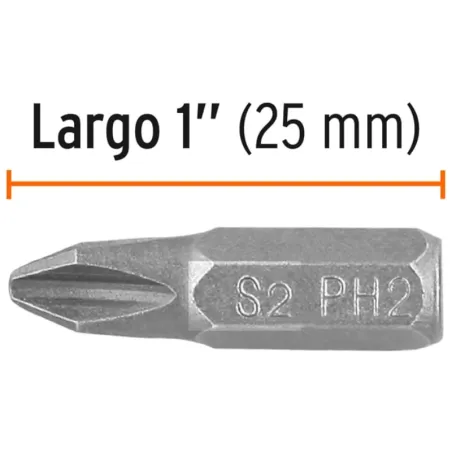 Puntas Phillips #2 x25mm PH2 estuches con 15 piezas, Truper 100193 Truper-Puntas Phillips #2 x25mm PH2 estuches con 15 piezas, T