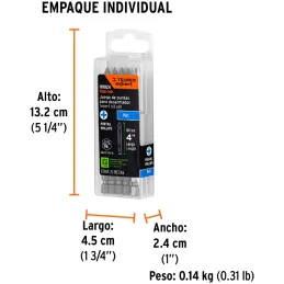 Puntas Phillips #1 x100mm PH1 estuches con 5 piezas, Truper 101824 Truper-Puntas Phillips #1 x100mm PH1 estuches con 5 piezas, T