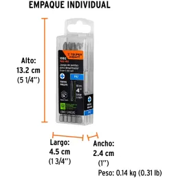 Puntas Phillips #2 x100mm PH2 estuches con 5 piezas, Truper 101812 Truper-Puntas Phillips #2 x100mm PH2 estuches con 5 piezas, T