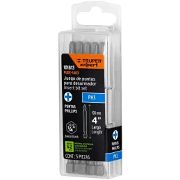 Puntas Phillips #3 x100mm PH3 estuches con 5 piezas, Truper 101813 Truper-Puntas Phillips #3 x100mm PH3 estuches con 5 piezas, T