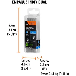 Puntas Phillips #3 x100mm PH3 estuches con 5 piezas, Truper 101813 Truper-Puntas Phillips #3 x100mm PH3 estuches con 5 piezas, T