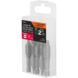 Puntas Planas 3/8" x50mm estuche 5 piezas, Truper 12176 Truper-Puntas Planas 3/8" x50mm estuche 5 piezas, Truper 12176 Fabricada