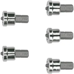 Puntas Phillips #2 x25mm PH2 p/tablaroca, estuche con 5 piezas, Truper 12717 Truper-Puntas Phillips #2 x25mm PH2 p/tablaroca, es