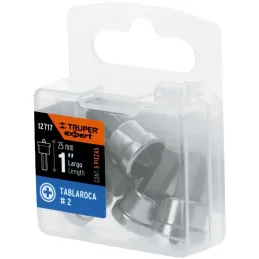 Puntas Phillips #2 x25mm PH2 p/tablaroca, estuche con 5 piezas, Truper 12717 Truper-Puntas Phillips #2 x25mm PH2 p/tablaroca, es