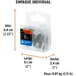 Puntas Phillips #2 x25mm PH2 p/tablaroca, estuche con 5 piezas, Truper 12717 Truper-Puntas Phillips #2 x25mm PH2 p/tablaroca, es
