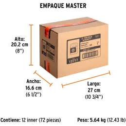 Puntas Phillips #2 x25mm PH2 p/tablaroca, estuche con 5 piezas, Truper 12717 Truper-Puntas Phillips #2 x25mm PH2 p/tablaroca, es