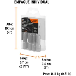 Dados magneticos 6mm x50mm, 5 piezas, Truper 12946 Truper-Dados magneticos 6mm x50mm, 5 piezas, Truper 12946 Fabricados en acero
