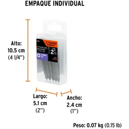 Puntas Pozidriv PZ2 x50mm, estuches con 5 piezas, Truper 12162 Truper-Puntas Pozidriv PZ2 x50mm, estuches con 5 piezas, Truper 1