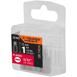 Puntas Planas 5/32" x25mm estuche 5 piezas, Truper 12165 Truper-Puntas Planas 5/32" x25mm estuche 5 piezas, Truper 12165 Fabrica