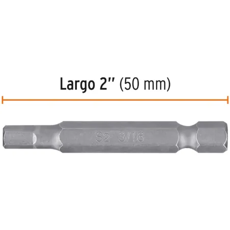 Puntas hexagonales 3/16" x50mm, estuches con 5 piezas, Truper 12629 Truper-Puntas hexagonales 3/16" x50mm, estuches con 5 piezas