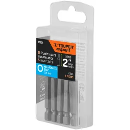 Puntas hexagonales 3/32" x50mm, estuches con 5 piezas, Truper 12609 Truper-Puntas hexagonales 3/32" x50mm, estuches con 5 piezas