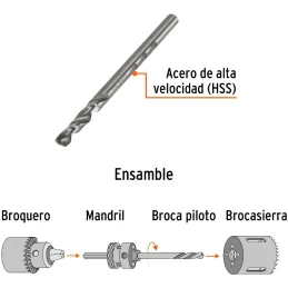 Broca piloto de 1/4" para Sierras Copa bimetalicas MAND-3/8 y MAND-7/16, Truper 101580 Truper-Broca piloto de 1/4" para Sierras 