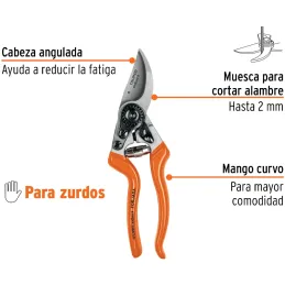 Tijera para Poda 8" Profesional para Zurdos AluminioForjado, Truper 101326 Truper-Tijera para Poda 8" Profesional para Zurdos Al