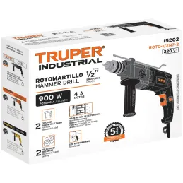 Taladros Percutores 1/2" 900W Vvariable Reversible, Truper 15202 Truper-Taladros Percutores 1/2" 900W Vvariable Reversible, Trup