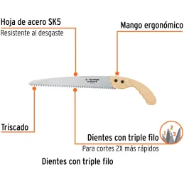 Serruchos de poda 13" Recto 7DPP SK5 MMadera, Truper 100122 Truper-Serruchos de poda 13" Recto 7DPP SK5 MMadera, Truper 100122 H