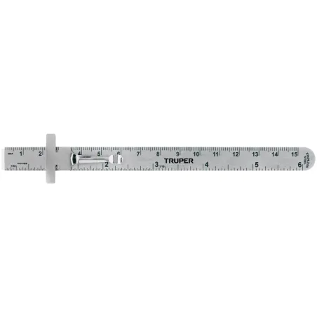 Regla de Acero Inoxidable 6" x0.5mm ClipAjustable, Truper 101810 Truper-Regla de Acero Inoxidable 6" x0.5mm ClipAjustable, Trupe