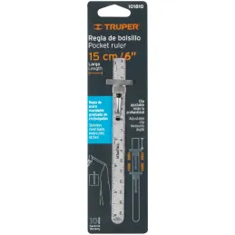 Regla de Acero Inoxidable 6" x0.5mm ClipAjustable, Truper 101810 Truper-Regla de Acero Inoxidable 6" x0.5mm ClipAjustable, Trupe